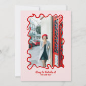 Invitation 21ème photo couleur de la main rose dessinée Anniv (Dos)