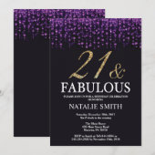 Invitation 21ème Pourpre d'anniversaire et parties (Devant / Derrière)