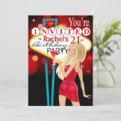 Invitation 21ème rouge de fête d'anniversaire de Las Vegas (Debout devant)