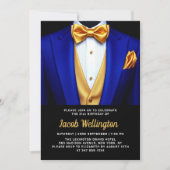 Invitation 21ème Royal Blue and Gold Tuxedo Anniversaire (Devant)
