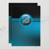 Invitation 21èmes rétros points 5x7 de noir bleu (Devant / Derrière)