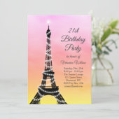 Invitation 21èmes rose/corail de scintillement d'anniversaire (Debout devant)