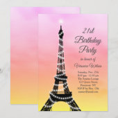 Invitation 21èmes rose/corail de scintillement d'anniversaire (Devant / Derrière)