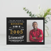 Invitation 21st Birthday 2005 Vintage Black Gold Personalized (Debout devant)