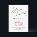 Invitation 21st Birthday Cocktail Girls Night Party Pink<br><div class="desc">This birthday invitation features playful cocktail illustrations with modern script lettering and a clean layout. It’s perfect for hosting a 21st birthday girls night, bar celebration, or drinks with friends. The design feels fun and elevated while keeping everything easy to read for guests. Personalize the name, date, time, and location...</div>