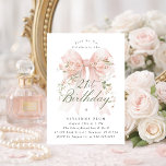 Invitation 21st Birthday Party Pink Coquette Bow Rose Floral<br><div class="desc">A large blush pink coquette bow is decorated with elegant pink roses on this birthday invitation. Classic script calligraphy lets your guests know it's a milestone birthday. Easy to personalize with your party details.</div>