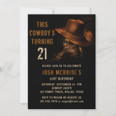 Invitation 21st Birthday Rustic Cowboy Hat and Leather Boots (Devant)