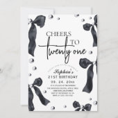 Invitation 21st Elegant Bow Birthday Party (Devant)