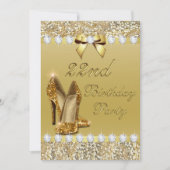 Invitation 22e Anniversaire Classy Talons d'or Séquins Diaman (Devant)