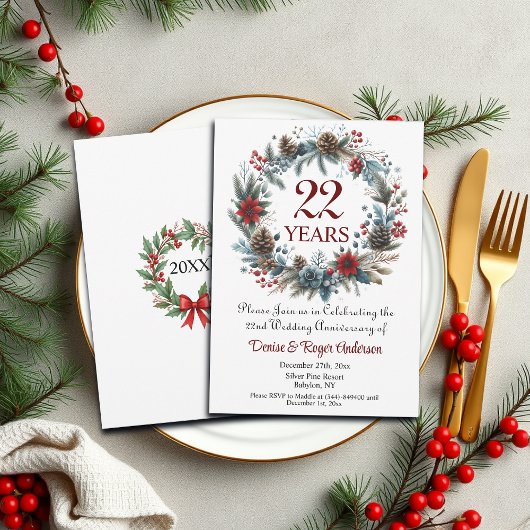 Invitation 22e anniversaire du Mariage hiver