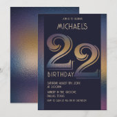 Invitation 22ème anniversaire moderne violet foncé et or (Devant / Derrière)