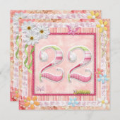 Invitation 22ème anniversaire style scrapbooking (Devant / Derrière)