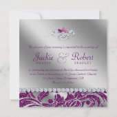 Invitation 232 Élégant Mariage Feuille Floral Violet Étincell (Dos)