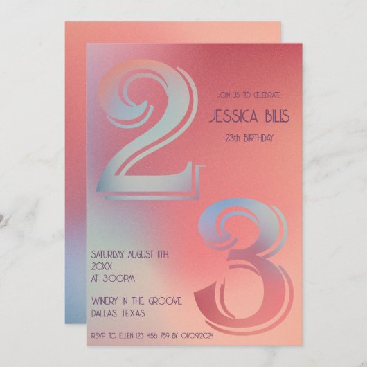 Invitation 23e anniversaire (Devant / Derrière)