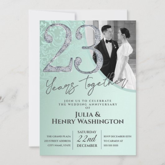 Invitation 23e anniversaire de mariage Gentil Vert (Devant)