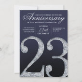 Invitation 23e Anniversaire Diamant Argent Bleu Foncé Ans (Devant)