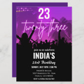 Invitation 23e anniversaire fête Pink Neon (Devant / Derrière)