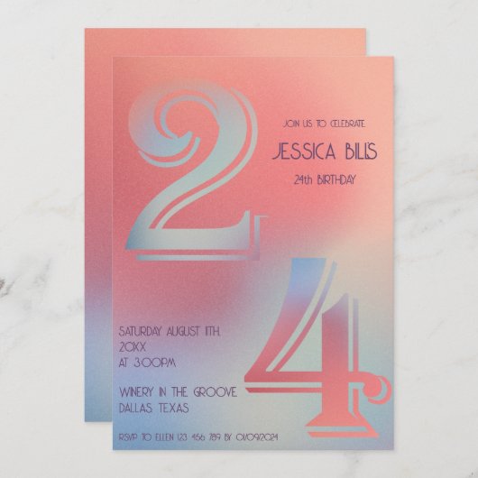 Invitation 24e anniversaire (Devant / Derrière)