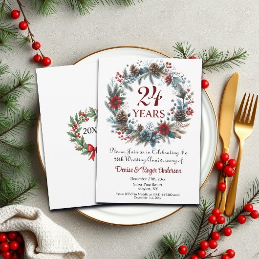 Invitation 24e anniversaire du Mariage hiver