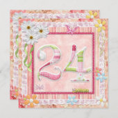 Invitation 24e anniversaire style scrapbooking (Devant / Derrière)