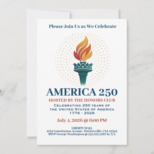 Invitation 250 Anniversaire des Etats-Unis (Devant)