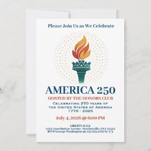 Invitation 250 Anniversaire des Etats-Unis