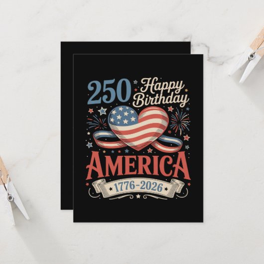Invitation 250e anniversaire États-Unis 250 ans (Devant/Arrière en situation)