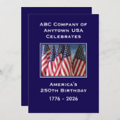 Invitation 250th Anniversary USA Patriotic American Flags BBQ (Devant / Derrière)