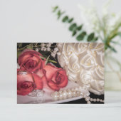 Invitation 2586-Roses de mariage avec anneaux, perles (Debout devant)