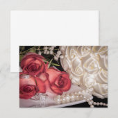 Invitation 2586-Roses de mariage avec anneaux, perles (Devant / Derrière)