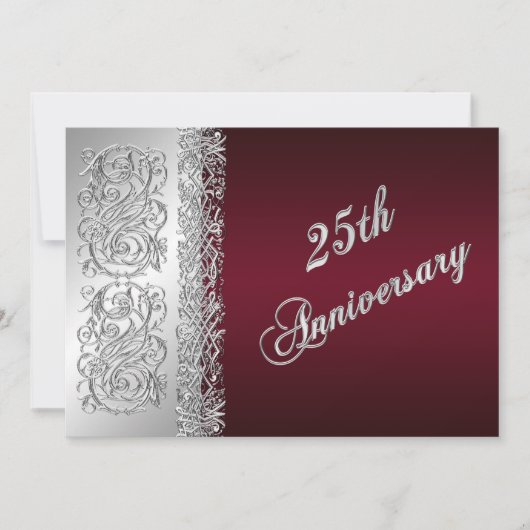 Invitation 25 ans Anniversaire de Mariage Bourgogn (Devant)