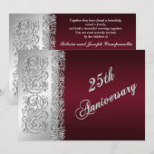 Invitation 25 ans Anniversaire de Mariage Bourgogn (Devant / Derrière)