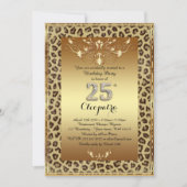 Invitation 25, fête d'anniversaire 25, or Royal Cheetah plus (Devant)