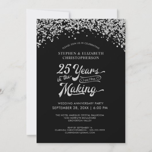 Invitation 25e anniversaire 25 ANS DE FABRICATION Confettis (Devant)