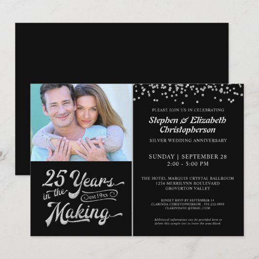 Invitation 25e Anniversaire 25 ANS DE RÉALISATION Confettis (Devant / Derrière)