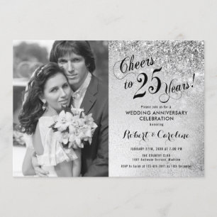 Invitation 25e anniversaire avec photo - Argent