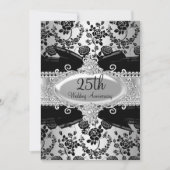 Invitation 25e anniversaire Black Silver Rose & Je (Devant)