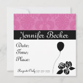 Invitation 25e anniversaire Black & White & PINK Damask In (Dos)