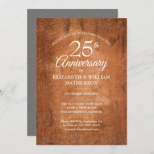 Invitation 25e anniversaire Boho Rustique Boho Argent Stardus