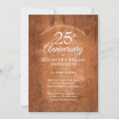 Invitation 25e Anniversaire Bois Rustique Boho Poussière d'Ét (Devant)