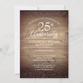 Invitation 25e Anniversaire Bois Rustique Poussière d'Étoiles (Devant)