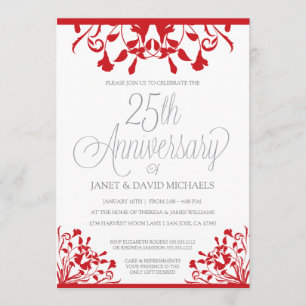 Invitation 25e anniversaire Botanical Red