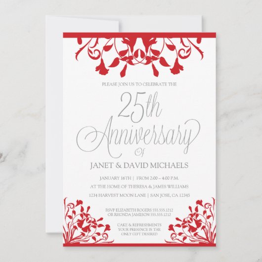Invitation 25e Anniversaire Botanique Rouge (Devant)