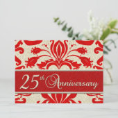 Invitation 25e anniversaire Business Red Damask (Debout devant)