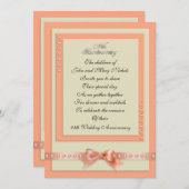 Invitation 25e anniversaire couleurs pêche et crèm (Devant / Derrière)