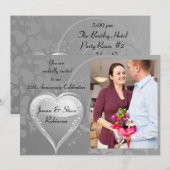 Invitation 25e anniversaire d'argent coeur tourbillonnant d'a (Devant / Derrière)