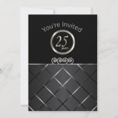 Invitation 25e anniversaire d'argent sur fond noir (Devant)