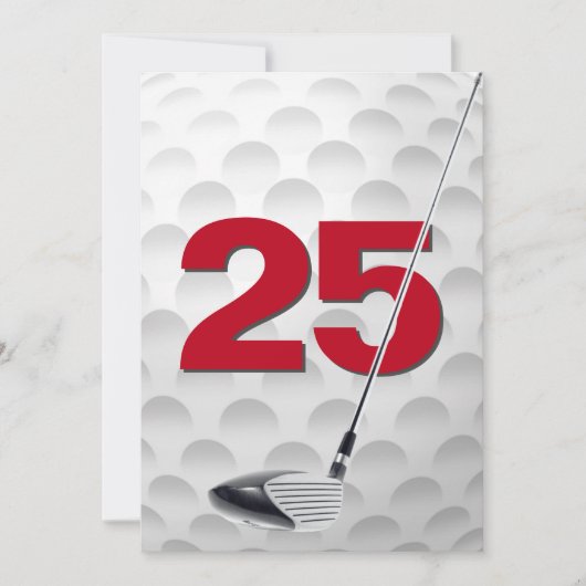 Invitation 25e Anniversaire de la fête de golf Thème (Devant)