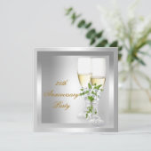 Invitation 25e anniversaire de la fête Gold Silver Floral (Debout devant)
