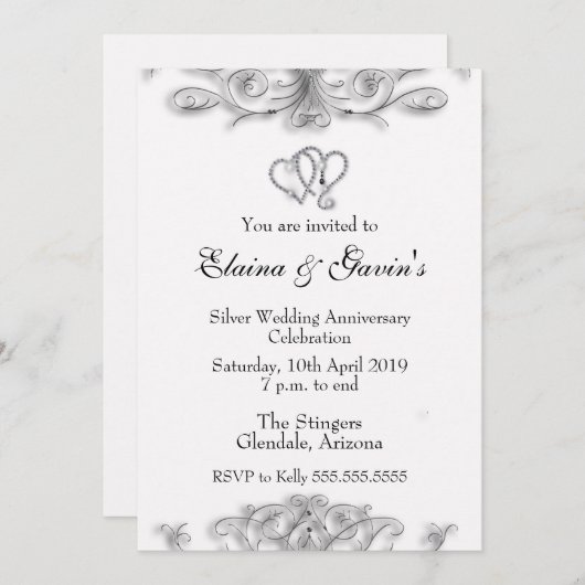 Invitation 25e anniversaire de mariage (Devant / Derrière)